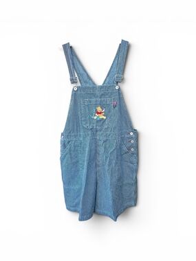 Disney Light Blue Striped Overalls with Winnie the Pooh Embroidered Patch's